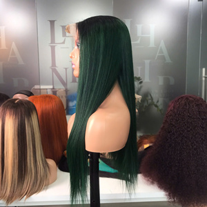 Factory Price 100% Raw Virgin Vietnamese Human Weft <b>Lace</b> Bundle Wig Bone Straight <b>Green</b> Color Super Double Drawn Hair Extensions - Product Image 3