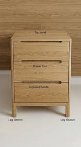 Mesita de noche moderna de roble con tres cajones, cómoda vertical de 24 pulgadas de ancho para dormitorio – Alternativa compacta a la mesita de noche con almacenamiento. - Product Image 2