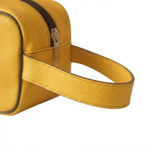 Yellow Genuine Leather Fashion Travel Cosmetic <b>Bag</b> Zipper for Pouch <b>Large</b> Capacity <b>Makeup</b> Organizer with Soft Handle - Product Image 6