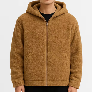 Chaqueta con Capucha y Cierre de Cremallera de Forro Polar – Textura Sherpa Ultrasuave, Cálida y Ligera, Estilo Urbano Moderno y Minimalista - Product Image 1