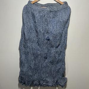 Jupe d'été élégante et décontractée pour femme en coton 100% bleu foncé, avec empiècements, en tissu imprimé floral fait main, confortable, naturel et respirant - Product Image 1