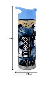 Bouteille d'eau en acier inoxydable Vedela Eco Bloom avec couvercle bleu, réutilisable, design floral moderne, minimaliste, pour le camping - Product Image 4