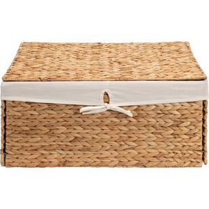Premium Handwoven Water Hyacinth <b>Box</b> Vietnam with <b>Removable</b> Fabric Liner and Lid Decorative Storage Organizer <b>for</b> Home - Product Image 1