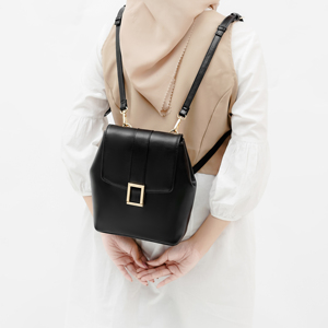 Women's Fashion Waterproof Square <b>Backpack</b> Synthetic Leather Authentic Lining Drill Buckle Closure Large Capacity <b>Daily</b> Use - Product Image 3