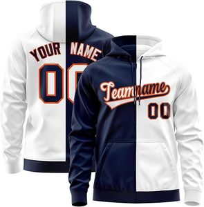 Sweat-shirt à capuche court unisexe pour l'hiver, bleu et blanc, blocs de couleur, impression par sublimation personnalisée avec nom et numéro, pull décontracté, coupe classique - Product Image 3