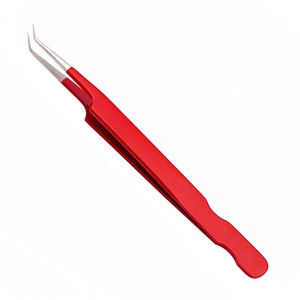 Vente belle pince à épiler d'extension de cils couleur rouge chaude 45 degrés pointe d'isolation incurvée pince à épiler - Product Image 1