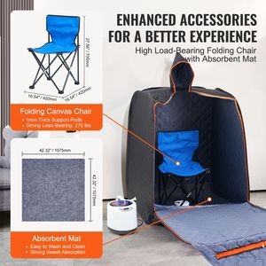 Tenda Sauna Portatile da 1200 Watt con Generatore, Sedia, Borsa Portaoggetti e Generatore di Vapore per Uso Domestico Terapeutico - Product Image 6