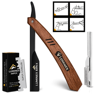 Navaja de Afeitar Recta Vintage Luminex Impex con Mango de Concha de Abulón y Acero al Carbono, Lista para Usar en Barberías y Salones - Product Image 2