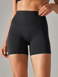 Women High Waist Tight Seamless Yoga <b>Shorts</b> Solid Black <b>Spandex</b> Nylon Elastic Waist Quick Dry Workout Fitness <b>Shorts</b> - Product Image 1