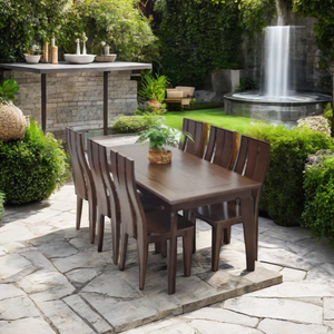 Table à manger moderne de haute qualité ensemble 6 chaises Table en bois massif 6 places avec pieds en métal pour la maison, le salon, la villa et l'hôtel - Product Image 2