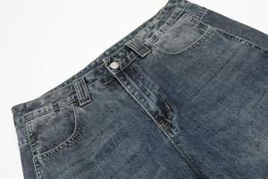 Pantalones Cargo de Mezclilla, Estilo Retro Americano, Moda Urbana, Corte Regular, Cintura Alta, 100% Algodón, Lavado Ácido - Product Image 6
