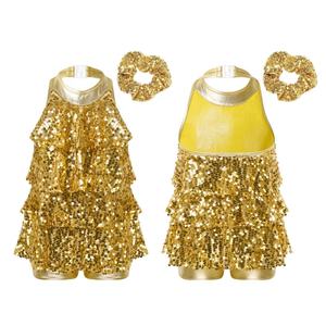 Costume de danse lyrique pour filles de 4 à 16 ans, costume de danse moderne jazz latin, justaucorps avec bandeau pour cheveux, pour la danse de ballet - Product Image 2