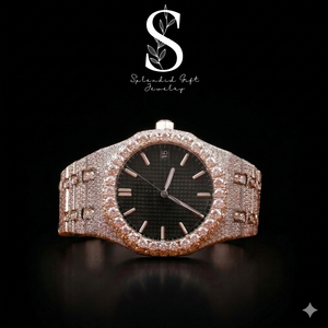 Montre de luxe personnalisée pour homme, entièrement automatique, en acier inoxydable, avec chiffres, sertie de diamants Moissanite. - Product Image 1