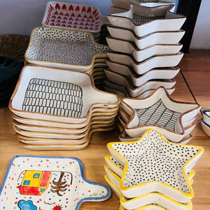 Ceramic <b>Serving</b> <b>Set</b> | Customized Design Hand-Painted Leaf Star Shaped Bowls | Decorative Porcelain Platters Eco-Friendly - Product Image 3