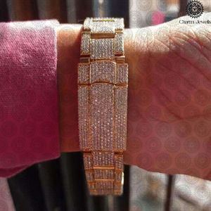 Montre de luxe pour homme Charm Jewells, acier inoxydable, lunette sertie de diamants, mouvement mécanique analogique, date automatique, boîtier 40 mm, 10 bars - Product Image 3