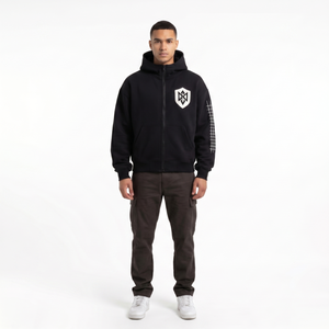 Premium <b>Men's</b> Cotton Brushed Fleece Full Zip Oversized Streetwear Hoodie Custom Heavyweight Chenille Patch <b>Gothic</b> Graphic <b>Jacket</b> - Product Image 1