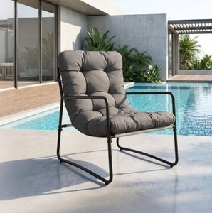Modern Metal Frame Living Room <b>Chair</b> with Tufted Cushion Minimalist Design Leisure Armchair for Home Furniture - Product Image 2