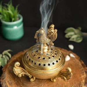 High Quality Antique Metal <b>Incense</b> Burner With Lid For Temple Prayer Yoga Meditation And Relaxation Space - Product Image 3