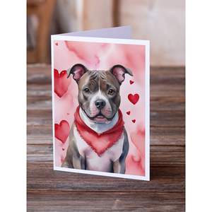 Lunatique A7 Taille 5x7 New Staffordshire Bull Terrier Valentine Cartes De Voeux Pack 8 Cartes De Note Vierges avec Enveloppes - Product Image 2