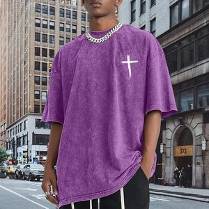 Camiseta Oversize para Hombre con Estampado Gráfico Versículo Bíblico Religioso, Lavado Ácido, 100% Algodón 240 GSM, Corte Holgado, OEM Personalizado al por Mayor - Product Image 6