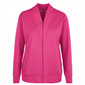 Blouse d'uniforme médical pour femme, col en V, fermeture éclair intégrale, poignets en tricot extensible, impression de logo personnalisée, vente en gros, fournisseur en vrac de blouses médicales - Product Image 5