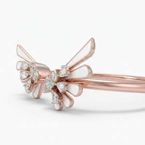 18K Rose Gold Wing <b>Cuff</b> <b>Bracelet</b> 0.548 CT Pear & Round Lab Grown Diamond 10.62g Solid Gold Women's Party Gift Statement Jewelry - Product Image 3