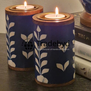 Porte-bougie en os incrusté fait main de qualité supérieure, décoration de table pour la maison par Tradebyd - Product Image 4