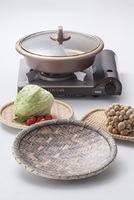 Assiette ronde en mélamine de 11, 12 et 14 pouces, motif imitation bambou, passe au lave-vaisselle, incassable, plateau de service pour restaurant de fondue