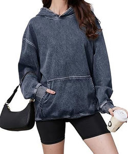 Sweats à capuche oversize vintage en molleton épais délavé à l'acide pour femmes avec livraison et expédition - Product Image 2