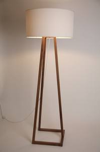 Wooden Tripod Floor Lamp Fabric <b>Drum</b> <b>Shade</b> Modern Minimalist Hotel Indoor Bedside Reading <b>Light</b> Bedroom Living Room - Product Image 6