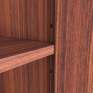 Mobile TV in noce a 4 ante con scanalature, design a onda senza maniglie, 3 ripiani regolabili, in truciolato, con prese di corrente integrate - Product Image 6