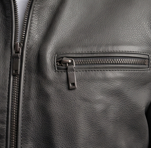 Casual Wear <b>Leather</b> Winter <b>Jackets</b> Men Stand Collar Biker Racer <b>Jacket</b> Men Chest Pocket <b>Long</b> Sleeve <b>Leather</b> Racer <b>Jackets</b> - Product Image 5