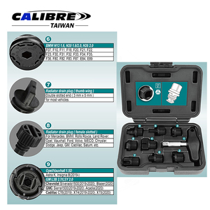 TAIWAN CALIBRE Kit de 9 outils en plastique pour le démontage et la pose des bouchons de vidange d'huile pour Ford, Mercedes, Paccar, VAG, BMW, Opel/Vauxhall - Product Image 4