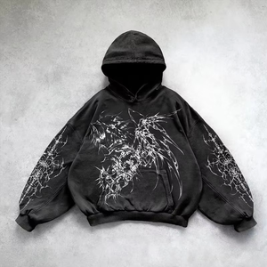 Hiver, unisexe, noir, coupe oversize, épais, design de logo personnalisé, coupe courte - Product Image 1