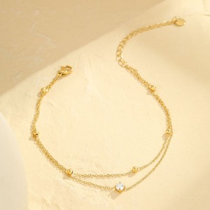 Beach Style Zircon Heart Charm <b>Anklet</b> 18K PVD Gold Plated Stainless Steel <b>Anklet</b> - Product Image 5