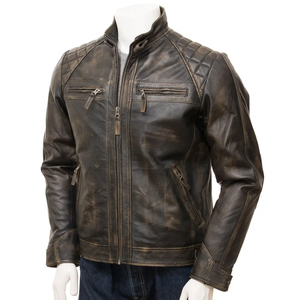 Wholesale High Quality Custom black men's winter <b>jackets</b> 100% genuine Leather Cotton-Lined Men's <b>Jackets</b> Stand Collar Zipper - Product Image 1