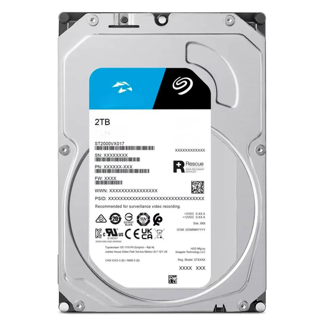 New High Capacity 2TB Internal HDD ST2000VX017 3.5 Inch SATA 6gb/s 5400RPM 256MB Cache CCTV For Security DVR NVR Desktop PC