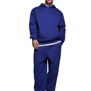 Ensemble de survêtement personnalisé en molleton léger imprimé en tissu éponge français, grande taille, polyester/coton, pour l'hiver, décontracté, avec pantalon de survêtement et sweat à capuche - Product Image 1