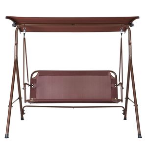 "3-Person Outdoor Patio <b>Swing</b> Chair with Adjustable Canopy & Armrests Teslin Fabric Steel <b>Frame</b> & Polyester Material" - Product Image 1
