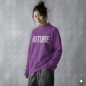 Sweat-shirt imprimé col montant pour femme, personnalisé avec logo, collection hiver 2026, coupe ample, tissu premium, écologique et anti-plis - Product Image 6