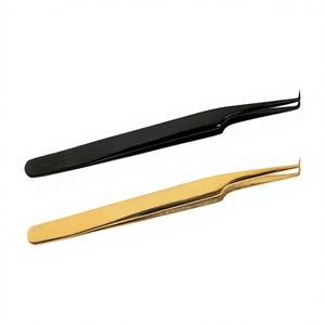 Tijeras de acero inoxidable de 90 grados, pinzas de punta de fibra, pinzas de extensión de pestañas de Metal de alta cantidad, sostenibles para pestañas de volumen - Product Image 1