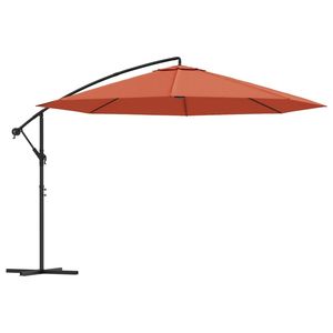 Parasol de jardin cantilever avec mât en aluminium de 350 cm, parapluie de terrasse en terre cuite et base - Product Image 2