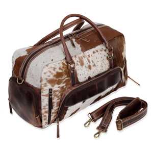 Bolsa de Viaje de Cuero Genuino con Pelo, Cierre de Cremallera, Ligera, Gran Capacidad, Marca Privada, Modelo LHODB-0104 - Product Image 4