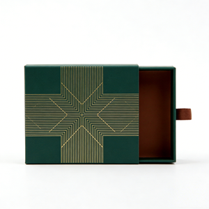 Petite boîte à bijoux en papier couché marron, emballage de luxe personnalisé, gaufrage, matériaux recyclés, logo pour bague, collier, bracelet - Product Image 3