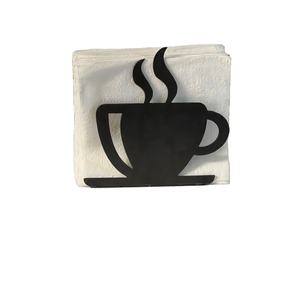 Élégant porte-serviettes en métal noir durable, accessoire de table élégant avec conception de tasse de thé chaude pour la cuisine et les repas - Product Image 1