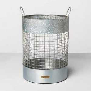 Poubelle ronde en acier inoxydable texturé argent brossé Skies Trader, corbeille à papier pour hôtel et bureau - Product Image 4