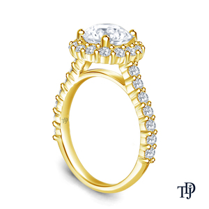 Bague de fiançailles élégante en or 10 carats, inspirée des fleurs, avec halo de diamants scintillants cultivés en laboratoire et pierres d'appoint - Product Image 5