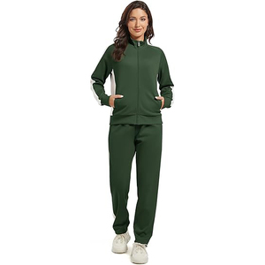 Conjunto Deportivo para Mujer con Cuello Alto, Chaqueta Corta de Tela Cloud con Mezcla de Nailon y Spandex, Pantalones de Cintura Alta con Efecto Levanta Glúteos - Product Image 2