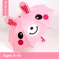Parapluie promotionnel en gros pour enfants, motif oreilles de dessin animé 3D, impression de logo personnalisé, double usage pluie/soleil, diamètre 80 cm