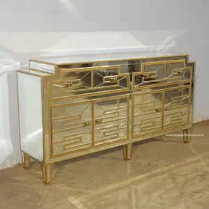 Mirrored Sideboard or Glass Panels Buffet Designed in Venetian Furniture for Modern Style Dining Room Furniture